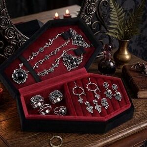 Velvet Gothic Coffin Jewelry box